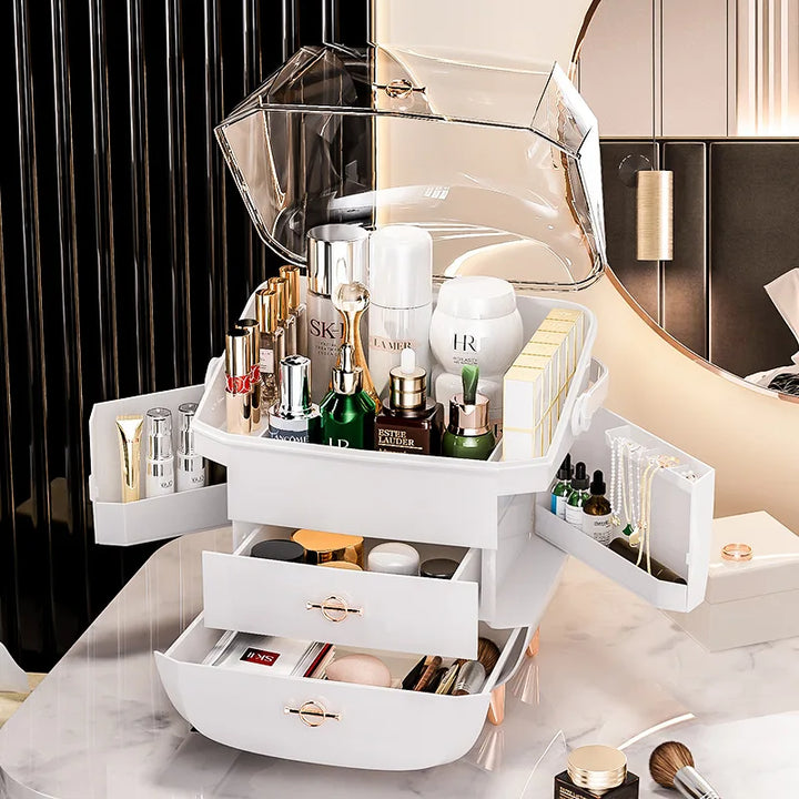 Luxury desktop cosmetics storage box Skin care lipstick perfume jewelry shelf Dust proof transparent cosmetic box