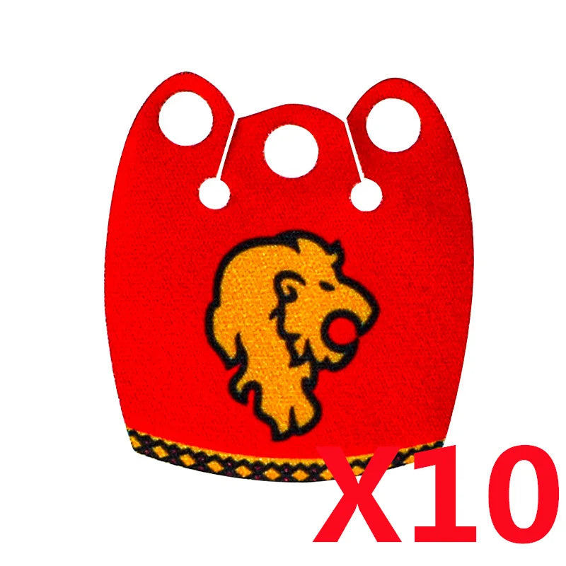 Medieval Military MOC Castle Knight Accessory Building Blocks Warhorse Cape Plush Coat Vest Shield Flag Kit Mini Toy Bricks Gift