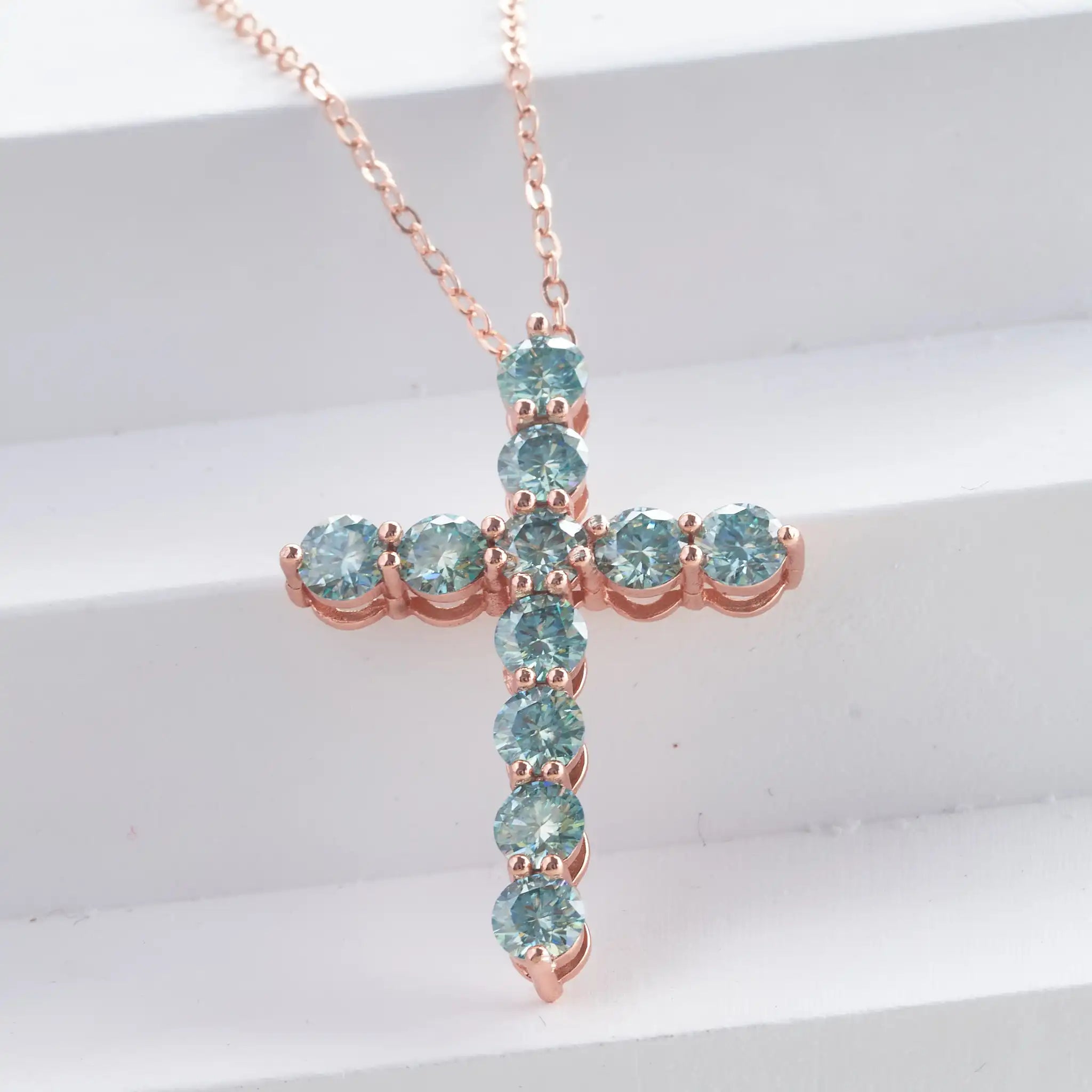 Full Moissanite Cross Pendant Necklace Original 925 Sterling Sliver Chain Plated 18k White Gold Fine Necklace for Women Jewelry