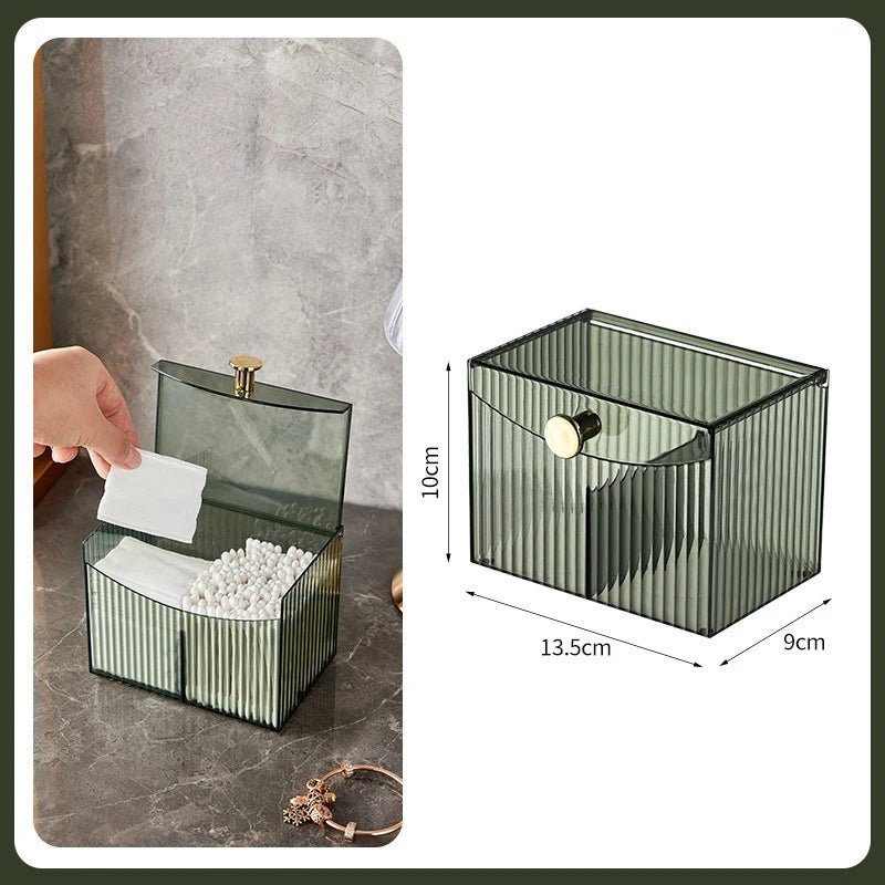 Cotton Swab Storage Box Desktop Dust-Proof Transparent Jewelry Box Makeup Removal Cotton Storage Organizer Lipstick Container