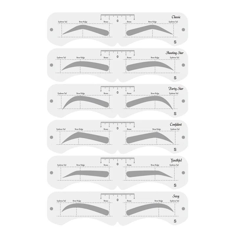6 Style Fixable Eyebrow Stencil Grooming Shaper Template Reusable Stickers Make Up Tools For Eye Brow Stamp Cosmetic