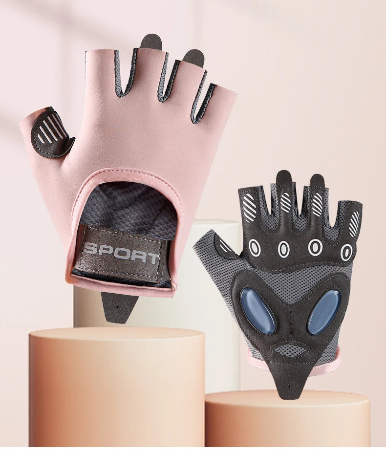 Yoga Fitness Gloves Women Men Cycling Silica Gel Anti-Slip Half Finger Sun Protection Sports Anti-Shock Ice Silk Cool Gloves