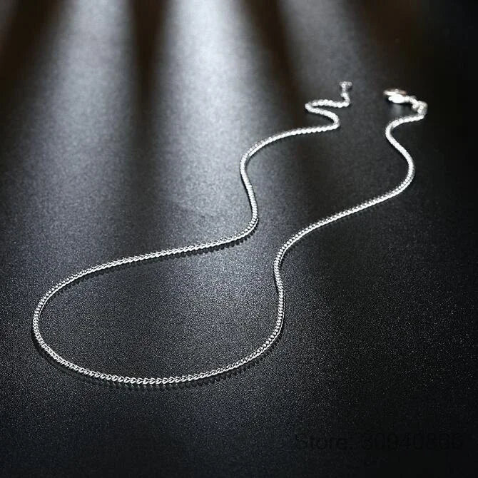 16-30inch Thin Real 925 Sterling Silver 2mm side chain Necklace Women Girls Kids Children 40-75cm Jewelry kolye collares collier