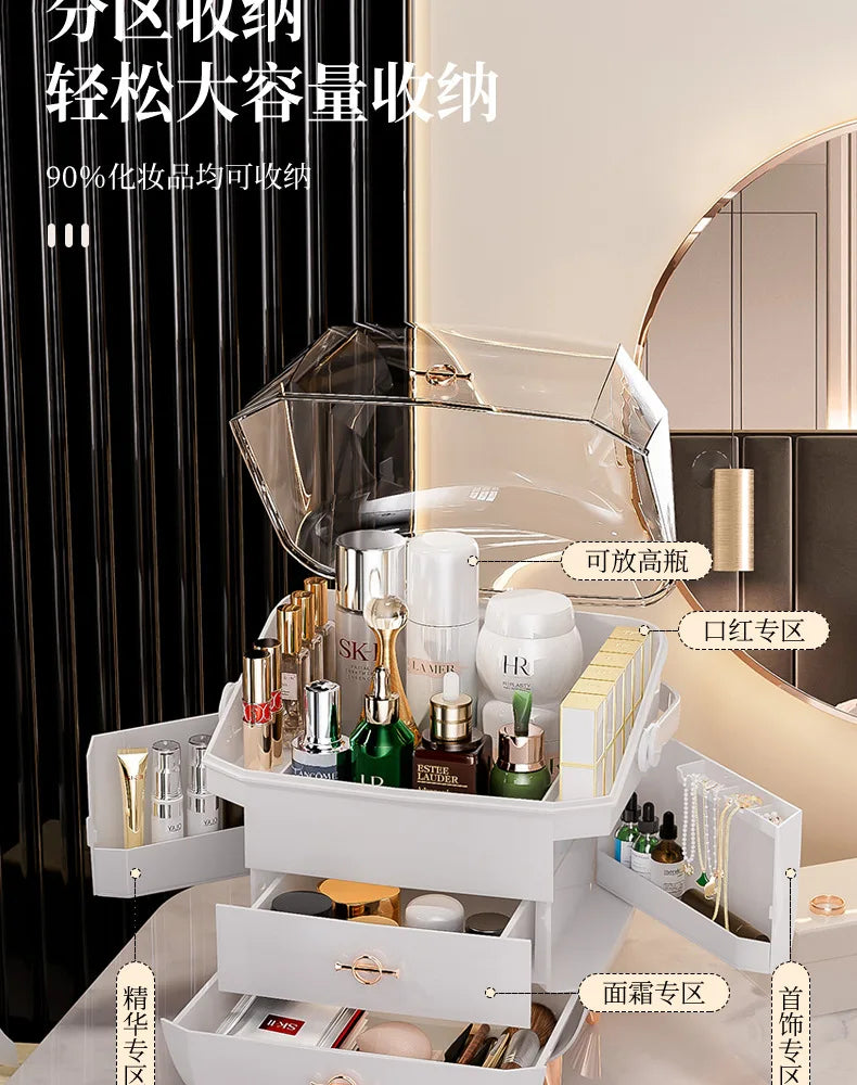 Luxury desktop cosmetics storage box Skin care lipstick perfume jewelry shelf Dust proof transparent cosmetic box