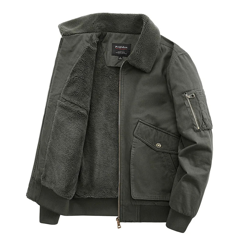 Autumn/winter Fleece-lined Thickened Woolen Jacket For Middle-aged Elderly Men Warm Excessively Large Leisure Winter Clothing