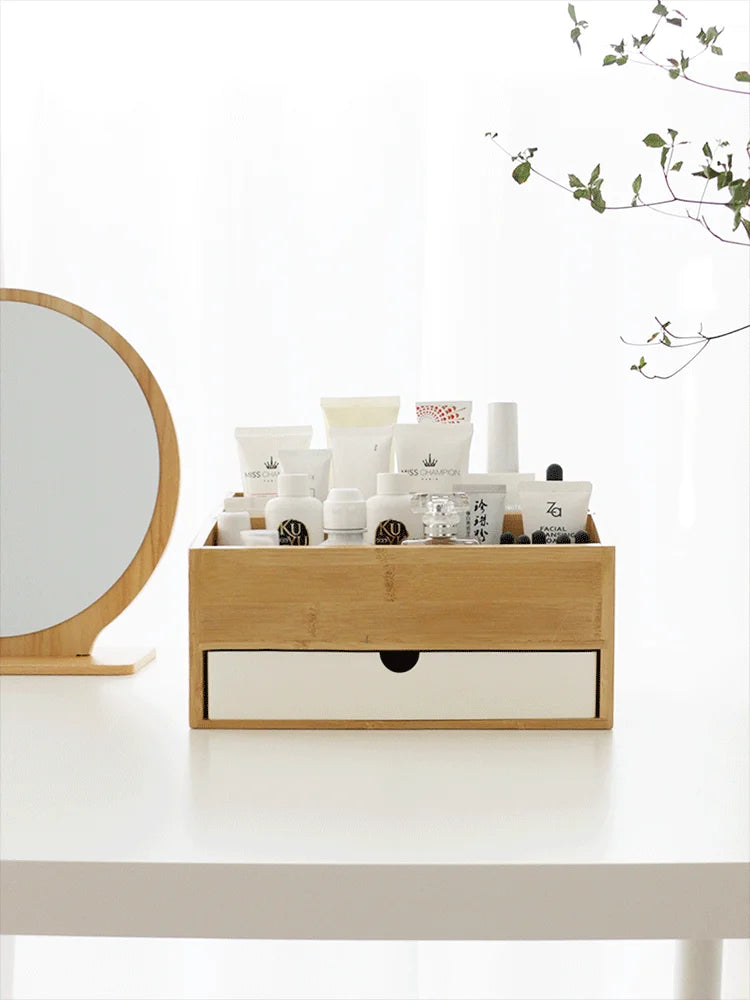 【Zhubai Home】Japanese Desktop Cosmetics Lipstick Jewelry Storage Box Drawer Dressing Table Skin Care Finishing