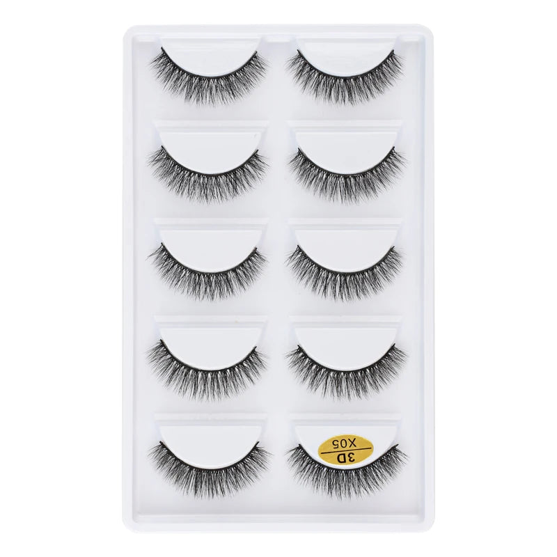 5 Pairs Natural Soft 3D Mink False Eyelashes Handmade Fake Eye Lashes Faux Cils Make Up Beauty Tools Eyelash Extension maquiagem