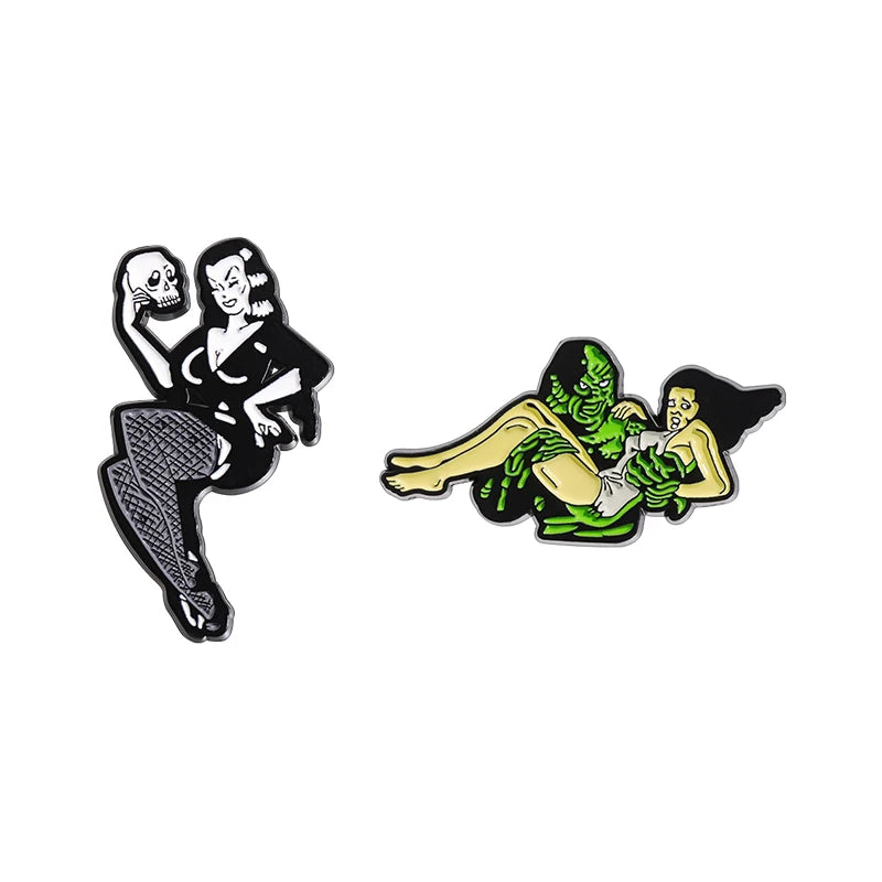 Punk Films Monsters Theme Enamel Pins Custom Horror Movies Girls Monster Badges Lapel Backpack Brooches Jewelry Accessories