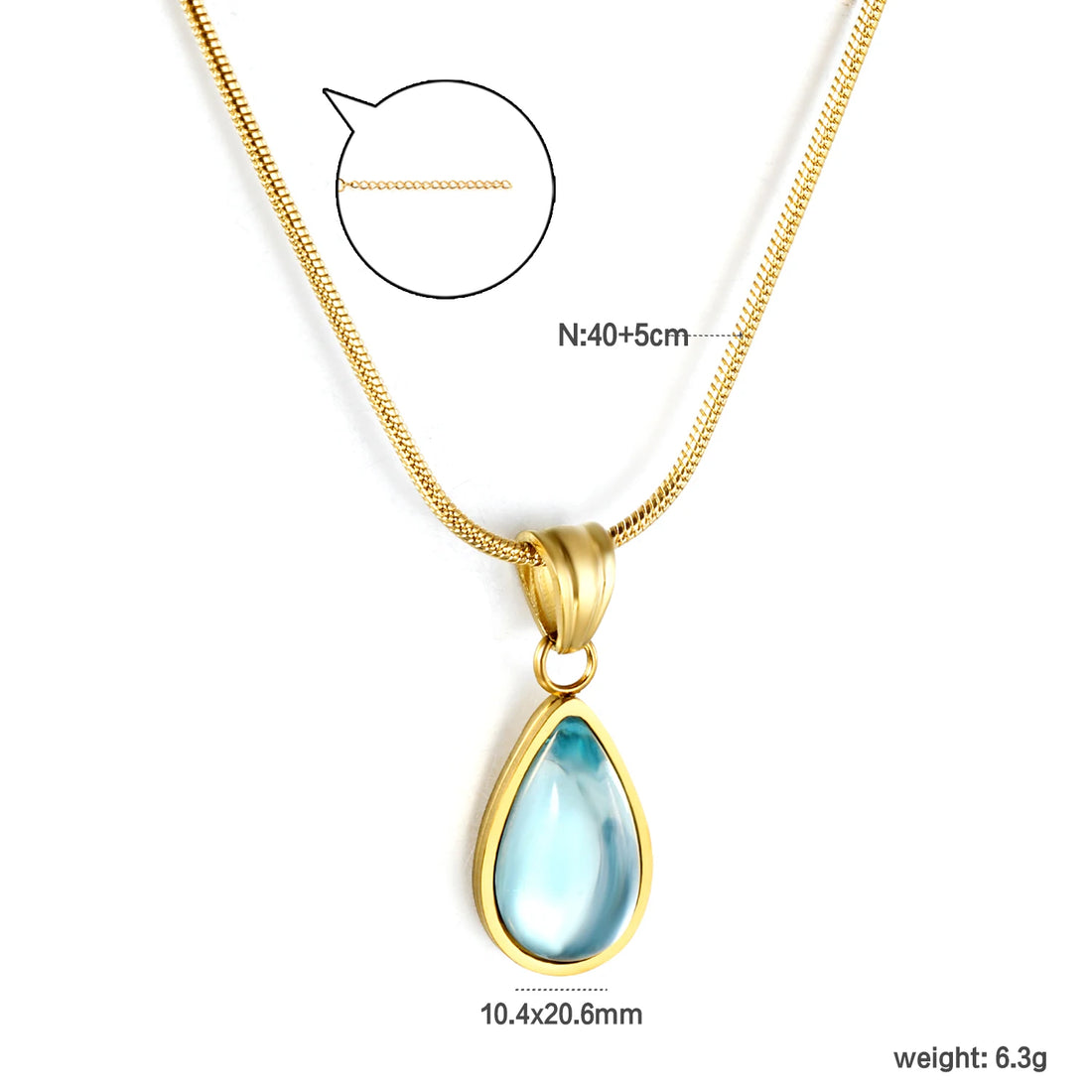 LUXUSTEEL Colorful Water Droplet Women Pendant Necklace Stainless Steel Round Cubic Zirconia Female Chain Necklace Jewelry Gift