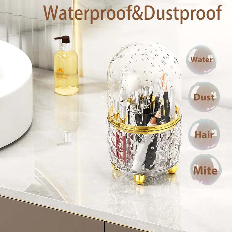 360° Rotating Luxury Makeup Brush Holder Nail Polish Eyebrow Pencil Lipstick Organizer Cosmetic Storage Box Jewelry Container