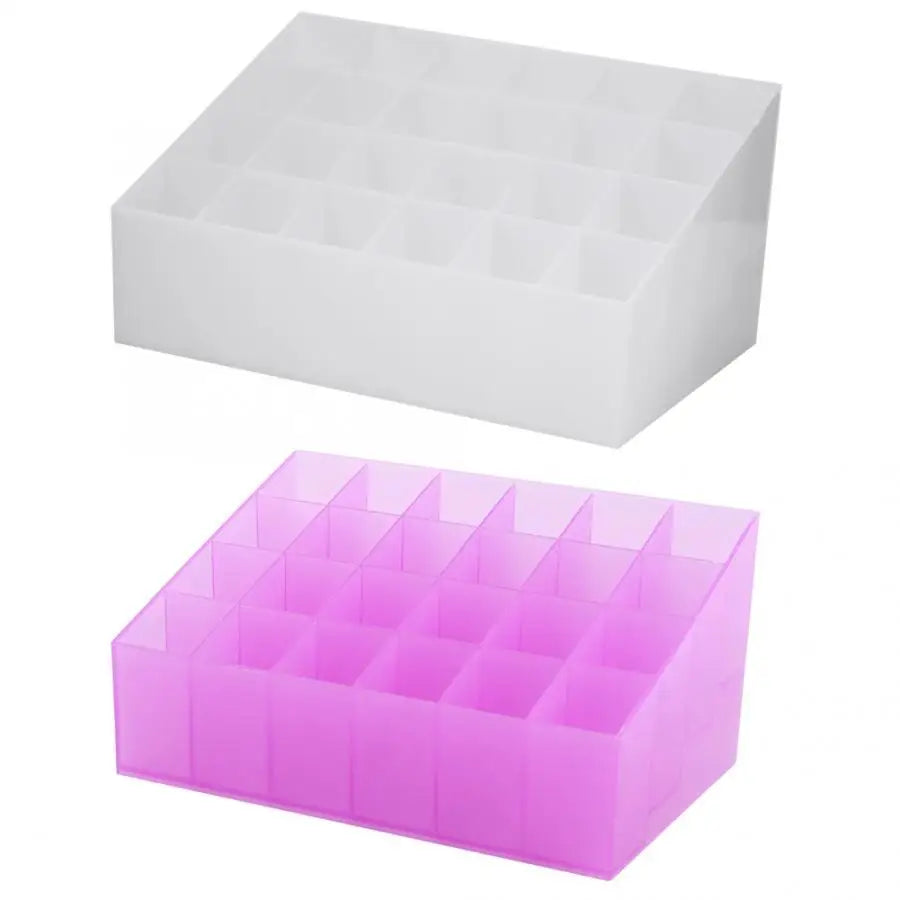 24 Grids Acrylic Makeup Organizer Storage Box Cosmetic Box Lipstick Jewelry Box Case Display Stand Organizer Tools White Purple