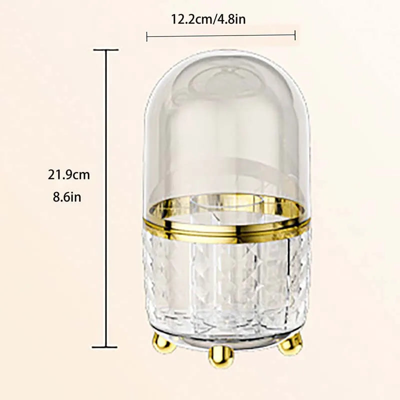 360° Rotating Luxury Makeup Brush Holder Nail Polish Eyebrow Pencil Lipstick Organizer Cosmetic Storage Box Jewelry Container