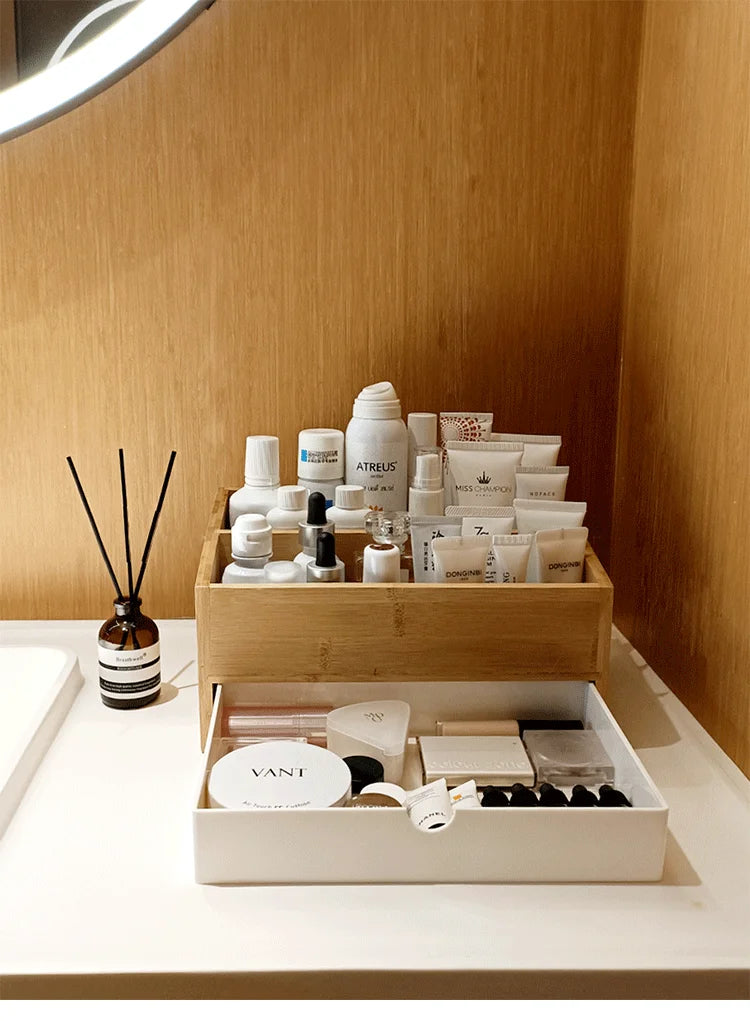 【Zhubai Home】Japanese Desktop Cosmetics Lipstick Jewelry Storage Box Drawer Dressing Table Skin Care Finishing