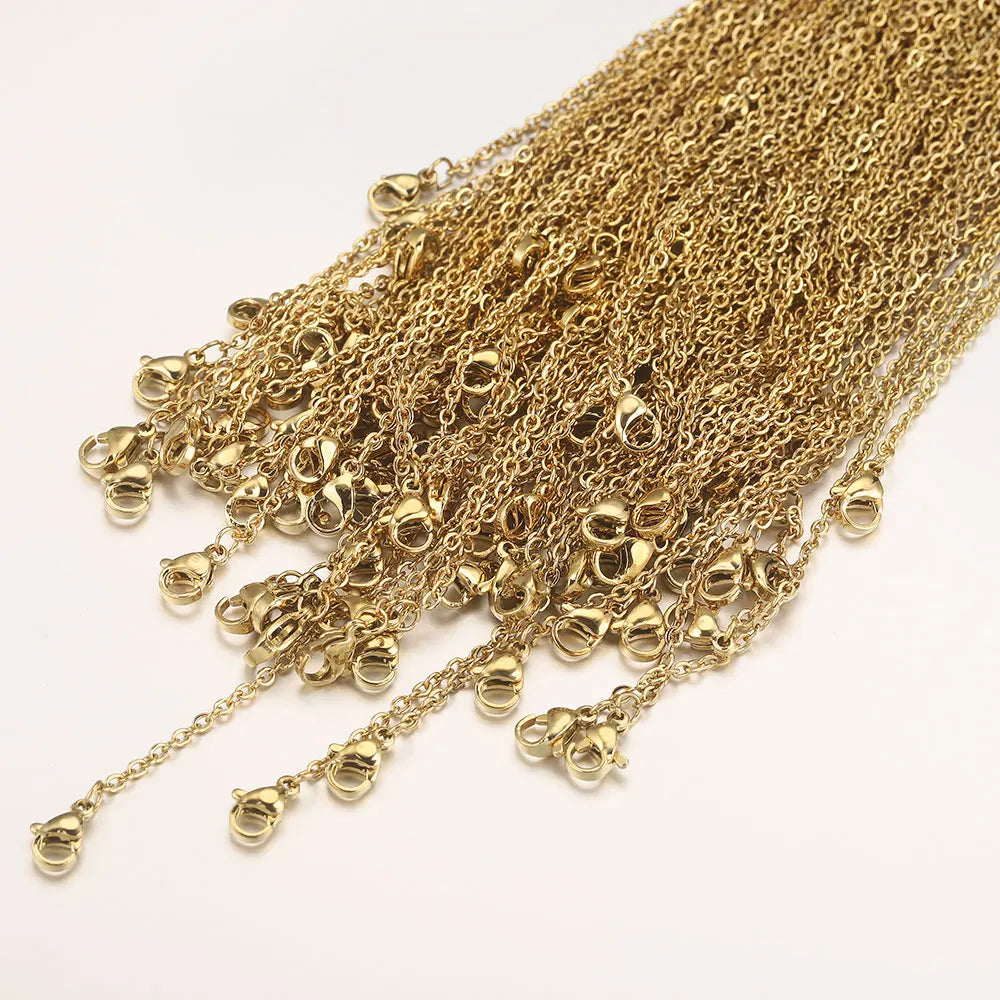 100pcs/lot Stainless Steel Gold Link Cable Chain Women Necklace for DIY Bulk Jewelry Making Supplies Wholesale 1MM 1.5MM 2MM