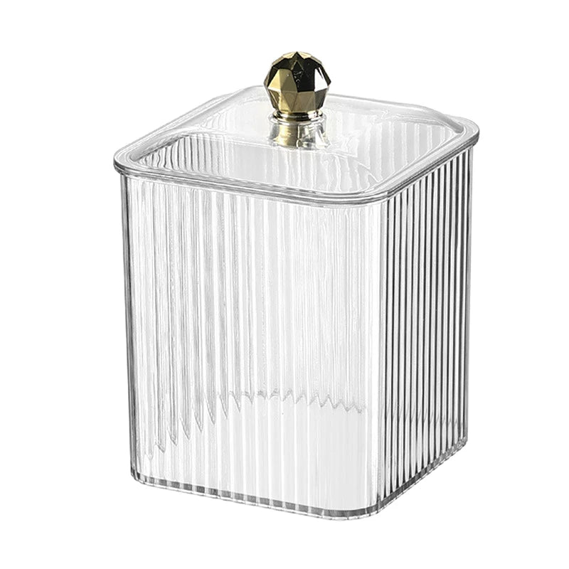 Cotton Swab Storage Box Desktop Dust-Proof Transparent Jewelry Box Makeup Removal Cotton Storage Organizer Lipstick Container