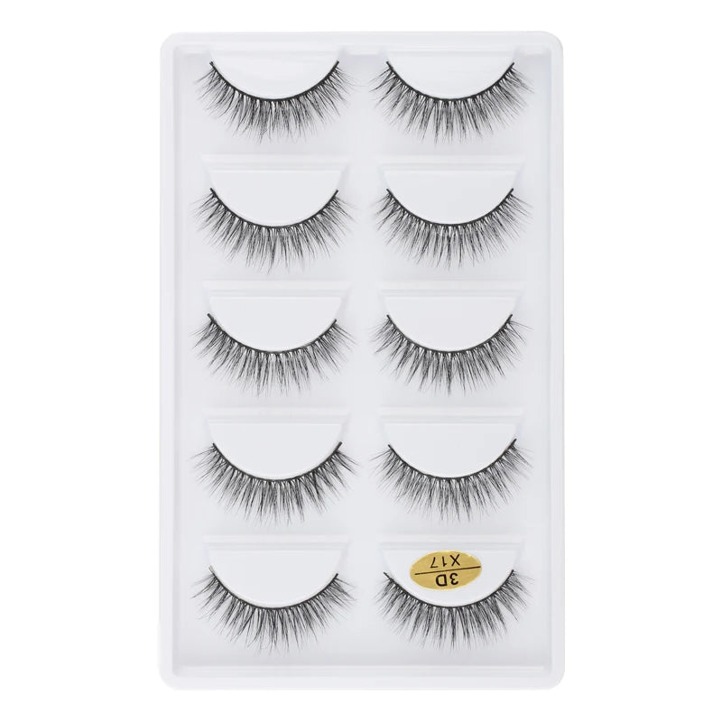 5 Pairs Natural Soft 3D Mink False Eyelashes Handmade Fake Eye Lashes Faux Cils Make Up Beauty Tools Eyelash Extension maquiagem