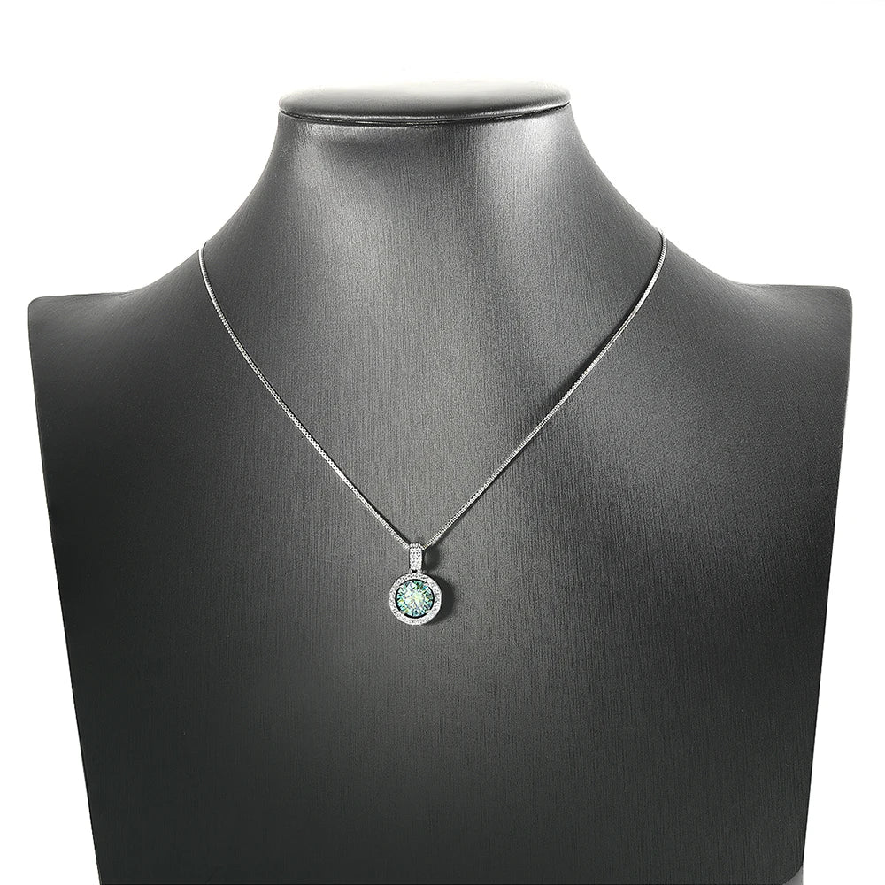Serenity 1/2ct Green Moissanite Pendant Necklace Women Anniversary Gift S925 Sterling Silver Sparkling Neck Chain Fine Jewelry