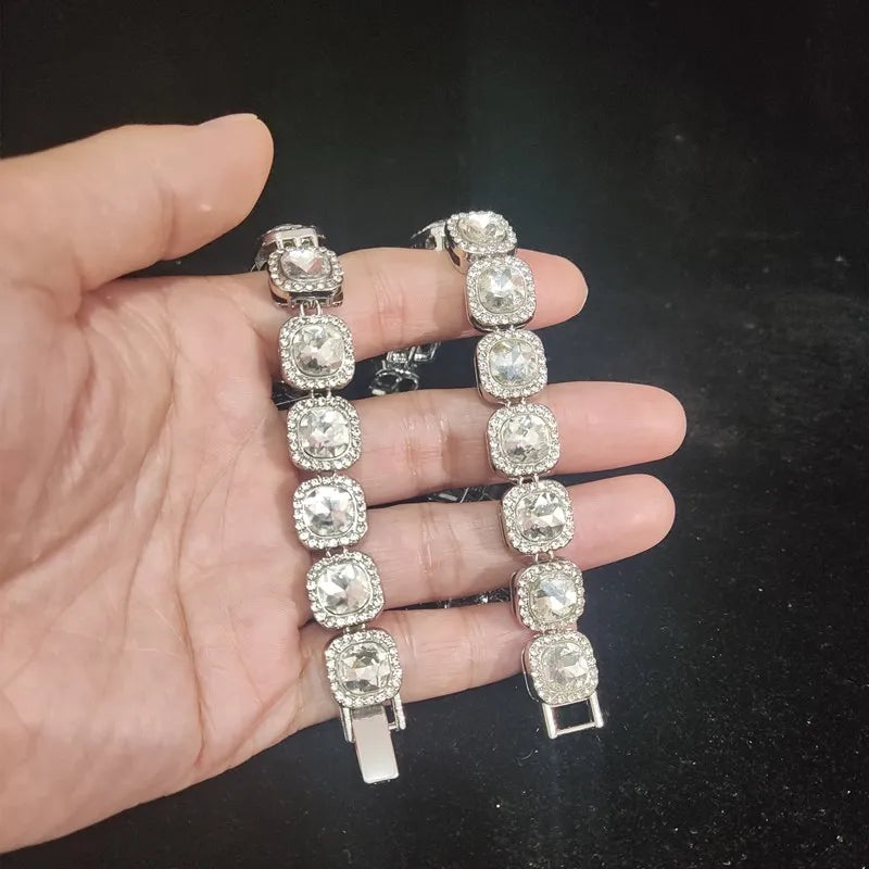 Men Women Hip Hop Chain Necklace 12.5mm Width Square Chain Iced Out Bling Bling HipHop Necklaces Fashion Charm Jewelry