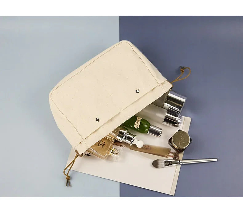 New Drawstring Cosmetic Bags for Women Canvas Organizer Large Capacity Make Up Bag Cotton Travel Storage Bag косметичка Neceser