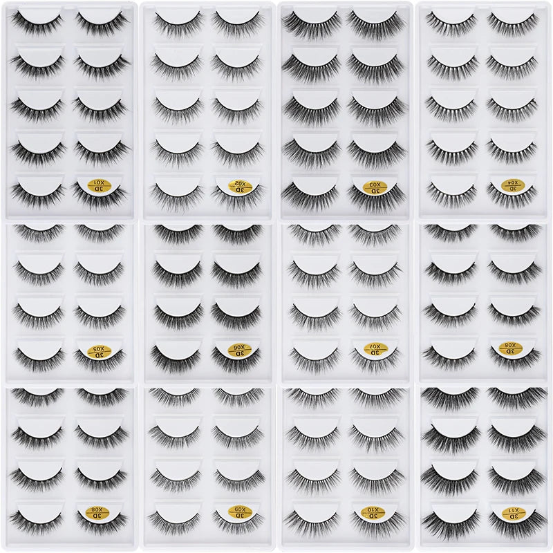 5 Pairs Natural Soft 3D Mink False Eyelashes Handmade Fake Eye Lashes Faux Cils Make Up Beauty Tools Eyelash Extension maquiagem
