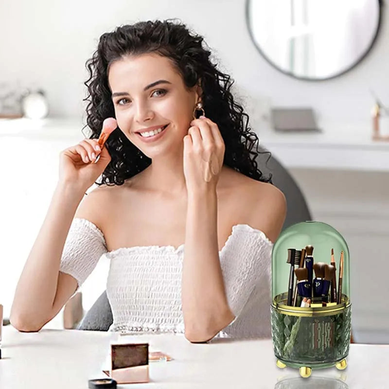 360° Rotating Luxury Makeup Brush Holder Nail Polish Eyebrow Pencil Lipstick Organizer Cosmetic Storage Box Jewelry Container