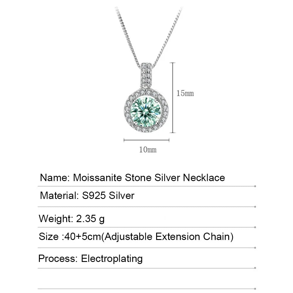 Serenity 1/2ct Green Moissanite Pendant Necklace Women Anniversary Gift S925 Sterling Silver Sparkling Neck Chain Fine Jewelry
