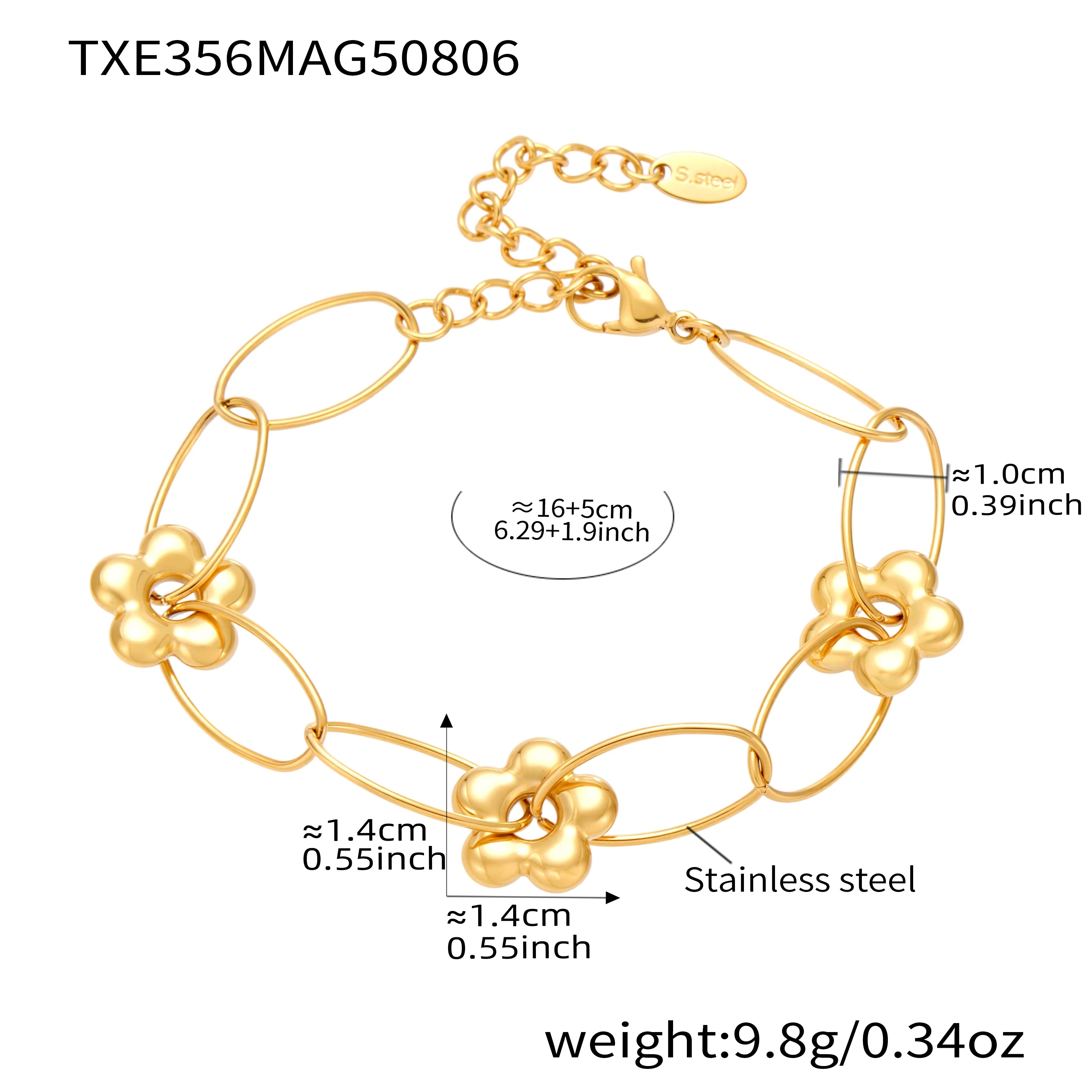 Stainless Steel Chain Necklace Bracelet For Women 18k Gold Plated Waterproof Non Tarnish Women's Bracelets Necklaces Jewelry Set