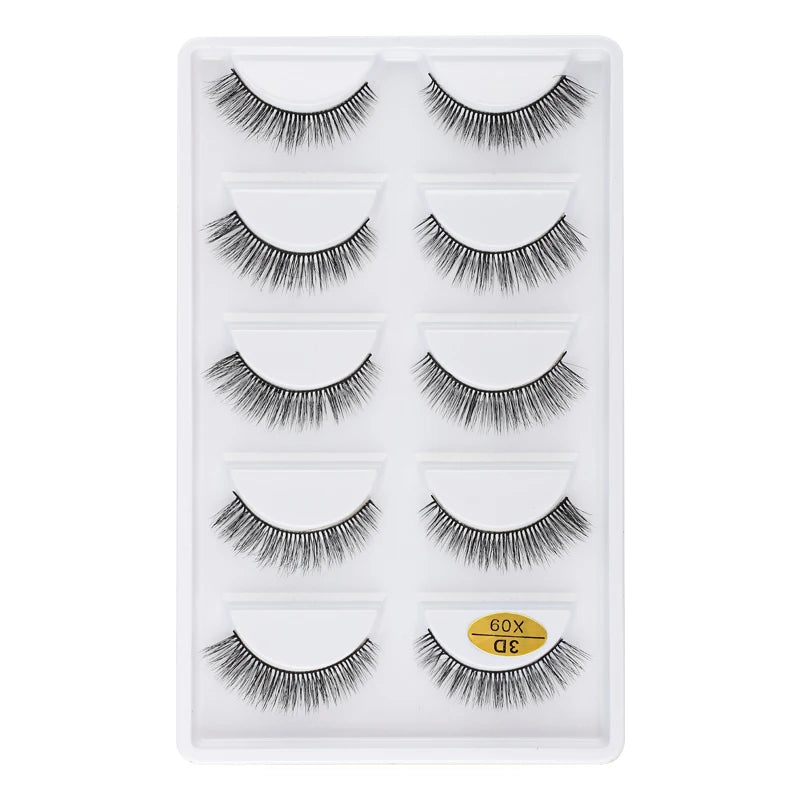 5 Pairs Natural Soft 3D Mink False Eyelashes Handmade Fake Eye Lashes Faux Cils Make Up Beauty Tools Eyelash Extension maquiagem