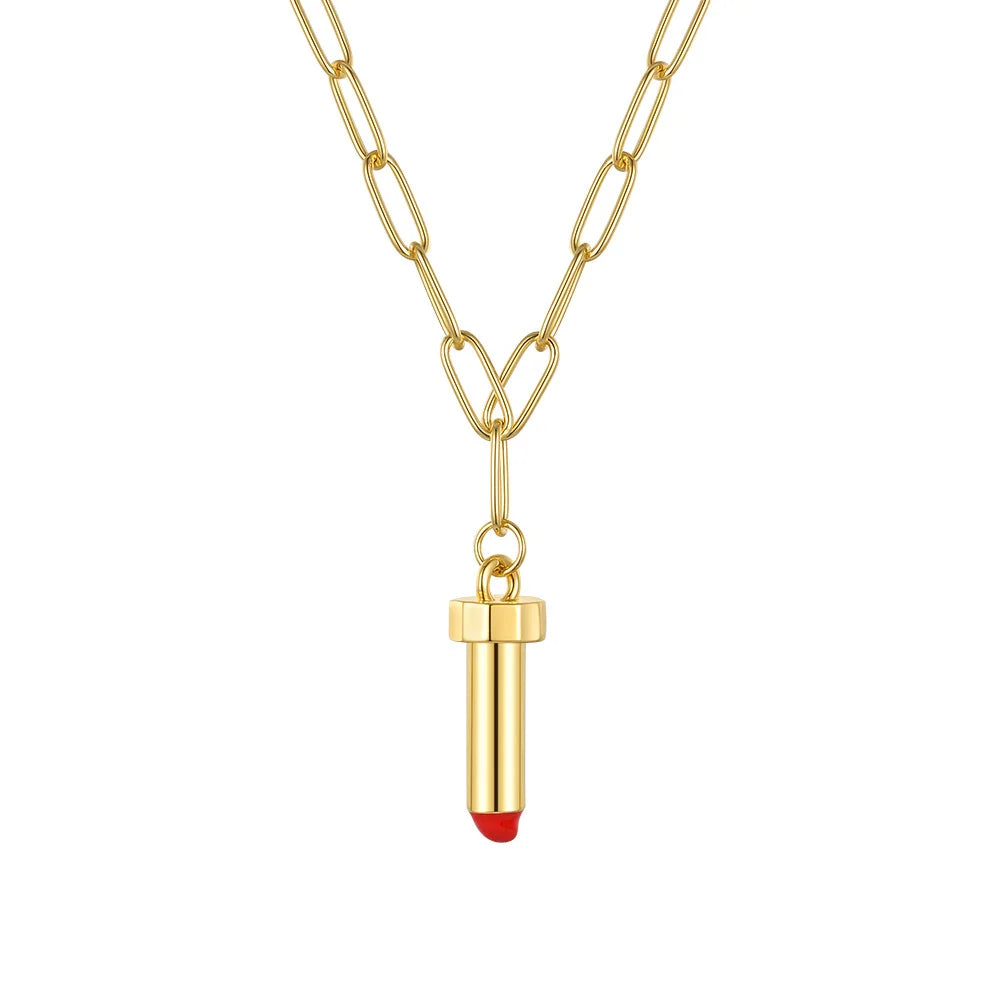 ENFASHION Cute Lipstick Choker Pendant Necklaces For Women Gold Color Necklace 2021 Fashion Jewelry Collar Friends Gift P213199
