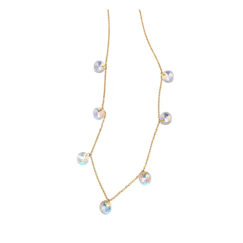 Lokaer Luxury Bling Colorful Cubic Zirconia Chain Necklace for Women CZ Waterproof Stainless Steel Exquisite Jewelry N25087