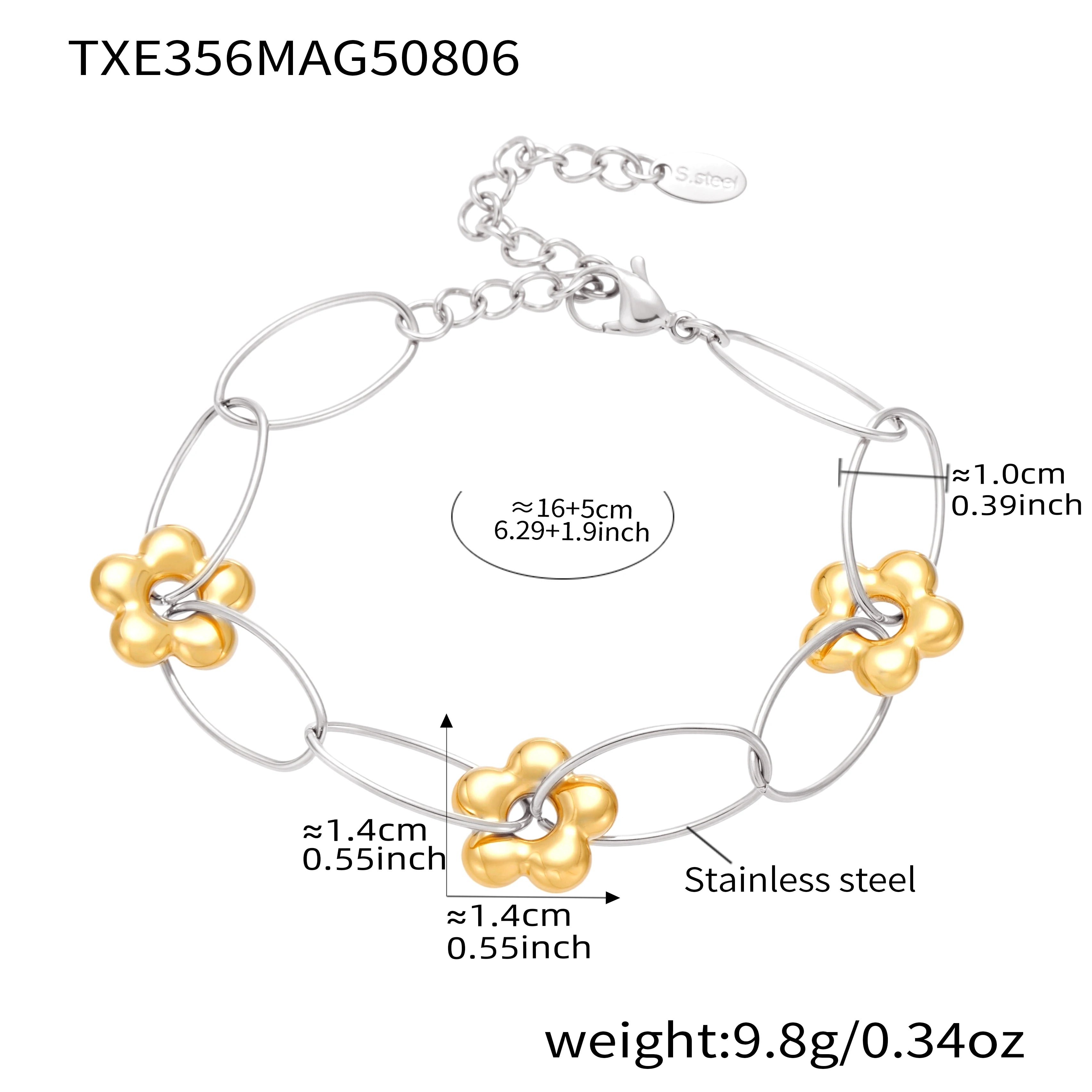 Stainless Steel Chain Necklace Bracelet For Women 18k Gold Plated Waterproof Non Tarnish Women's Bracelets Necklaces Jewelry Set