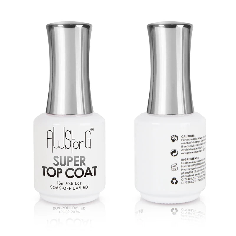 AWStorG 15ml One Step Gel Polish 9 In 1 Diamond Top Coat  Reinforce Long Lasting UV Soak Off Gel Varnish High Light Nail Art