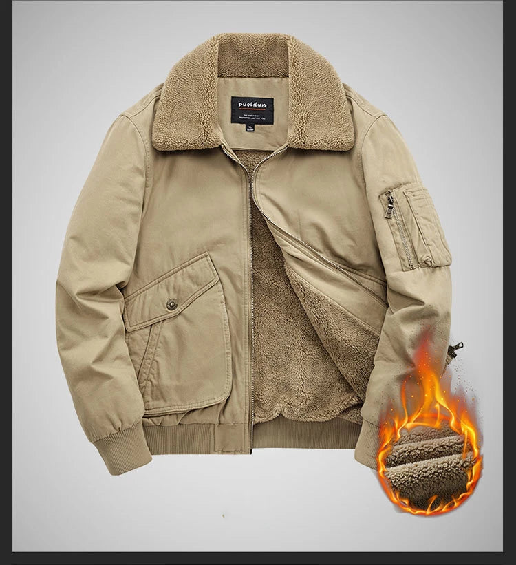 Autumn/winter Fleece-lined Thickened Woolen Jacket For Middle-aged Elderly Men Warm Excessively Large Leisure Winter Clothing