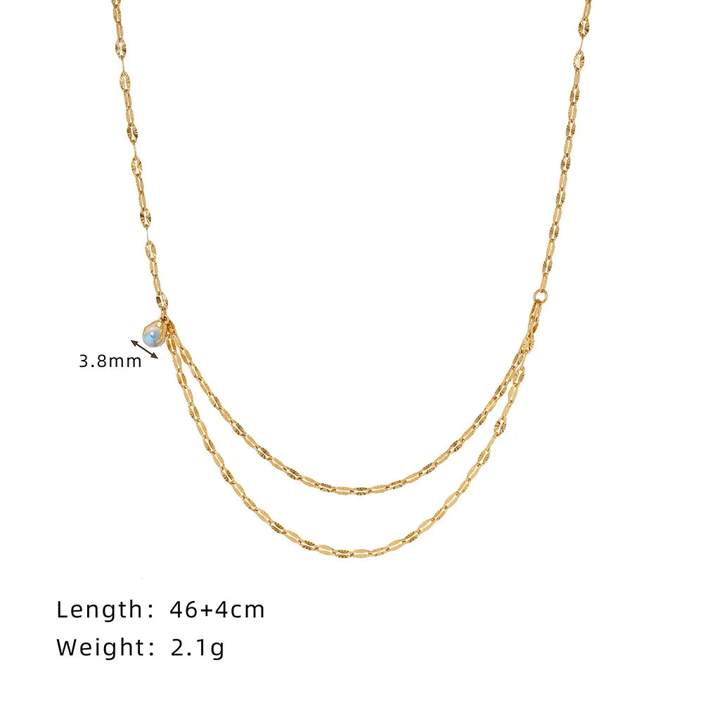 Stainless Steel Chain Necklace Delicate Cubic Zirconia Jewelry Trendy Metal 18 K Plated Golden Collar Necklace Party Gift