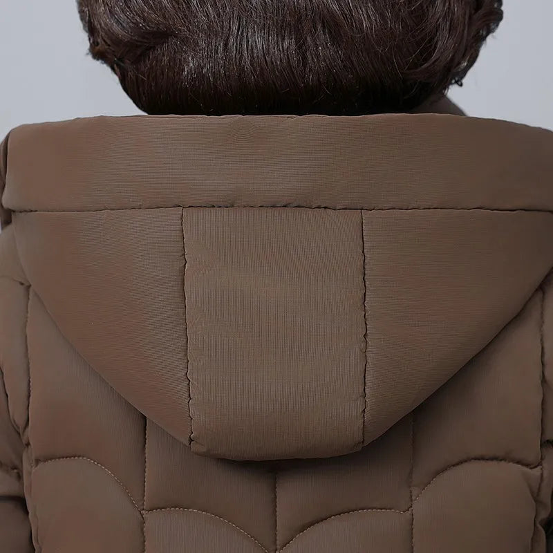 Women's Winter Thickened Jackets Down Cotton Parkas Hooded Quilted Long Pockets coat Middle aged Female Overcoat