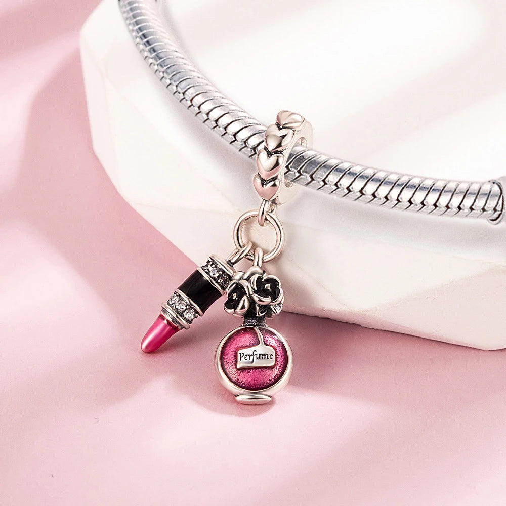 Pan Charms Original Lipstick & Perfume Dangle Charm Bracelet Pendant Jewelry