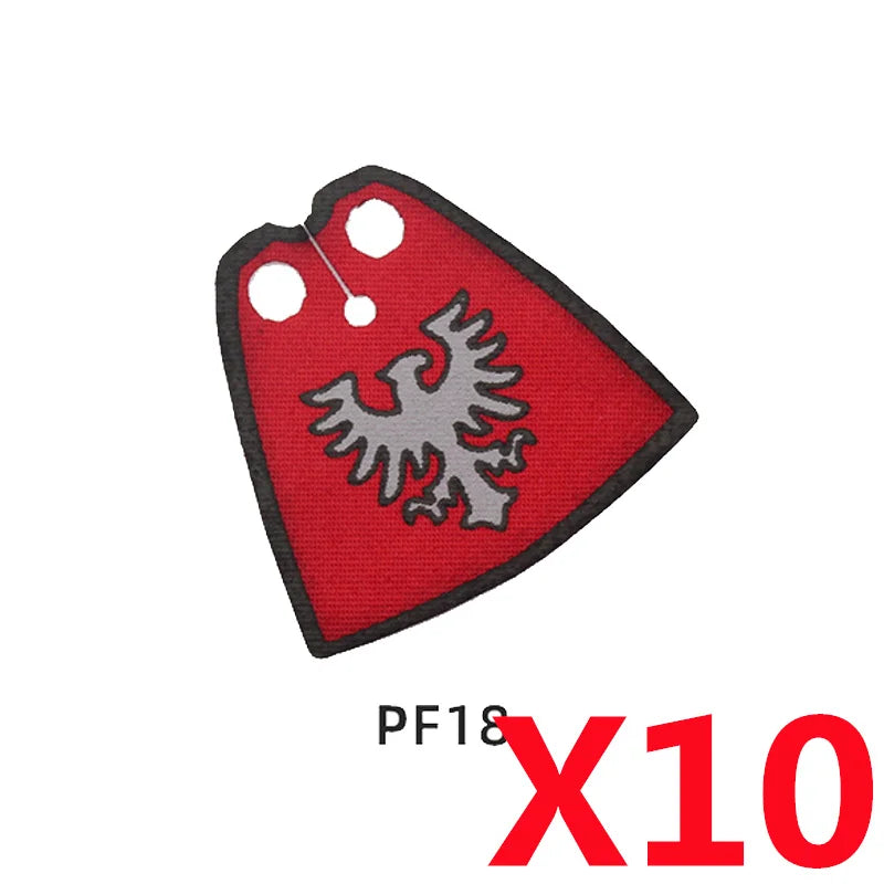 Medieval Military MOC Castle Knight Accessory Building Blocks Warhorse Cape Plush Coat Vest Shield Flag Kit Mini Toy Bricks Gift