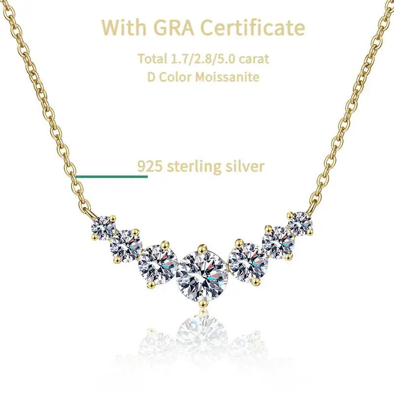TY 925S Silver Pendant Necklace 1.7/2.8/5ct D Color Moissanite Smile Necklace Fine Jewelry With Certificate Women For Wedding