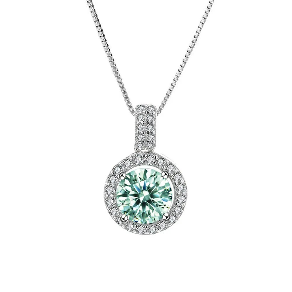 Serenity 1/2ct Green Moissanite Pendant Necklace Women Anniversary Gift S925 Sterling Silver Sparkling Neck Chain Fine Jewelry