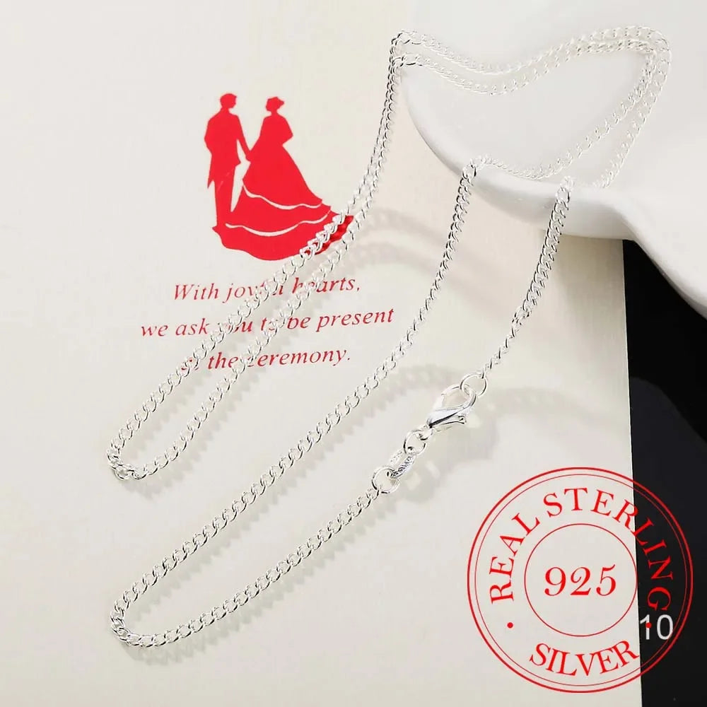 16-30inch Thin Real 925 Sterling Silver 2mm side chain Necklace Women Girls Kids Children 40-75cm Jewelry kolye collares collier