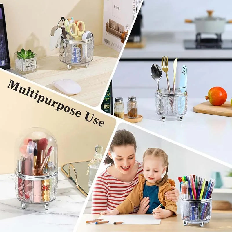 360° Rotating Luxury Makeup Brush Holder Nail Polish Eyebrow Pencil Lipstick Organizer Cosmetic Storage Box Jewelry Container