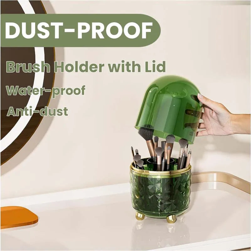 360° Rotating Luxury Makeup Brush Holder Nail Polish Eyebrow Pencil Lipstick Organizer Cosmetic Storage Box Jewelry Container
