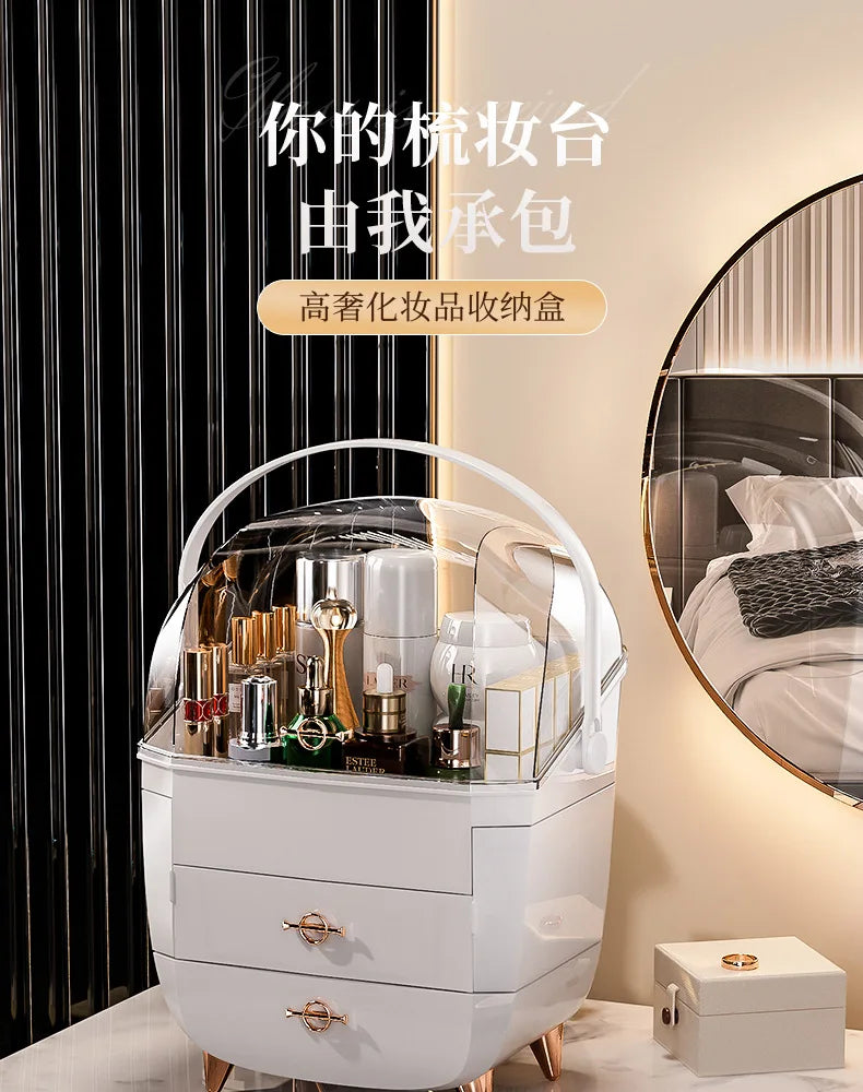 Luxury desktop cosmetics storage box Skin care lipstick perfume jewelry shelf Dust proof transparent cosmetic box