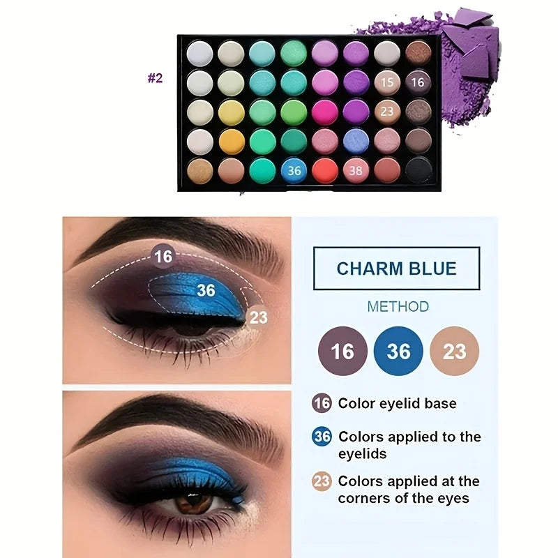 40 Color Eye shadow Palette Make-up for Women with Brushes Nude Eyeshadow Palette Glitter Matte Pigmented Powder Eye Cosmetics