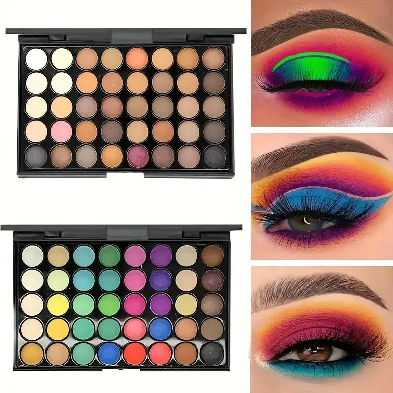 40 Color Eye shadow Palette Make-up for Women with Brushes Nude Eyeshadow Palette Glitter Matte Pigmented Powder Eye Cosmetics