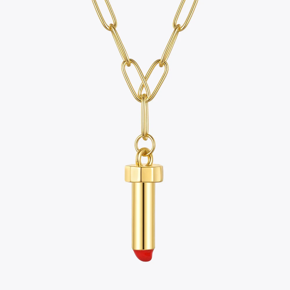 ENFASHION Cute Lipstick Choker Pendant Necklaces For Women Gold Color Necklace 2021 Fashion Jewelry Collar Friends Gift P213199