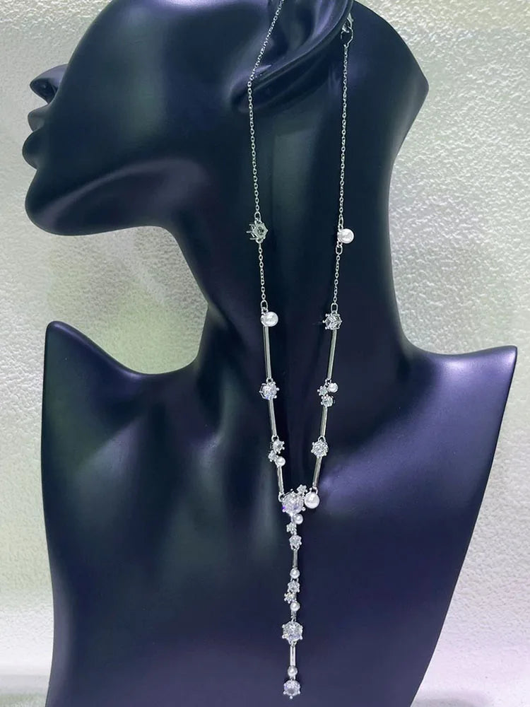 2025 Original Sparkling Crystal with Pearl Fine Jewelry Set Fashion Chain Necklace Earrings Bracelet Ring for Women Wedding Gift