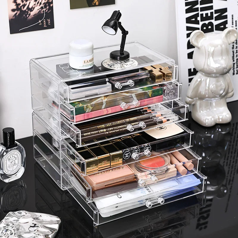 Desktop Drawer Makeup Storage Rack, Acrylic Cosmetics Storage Box, Lipstick Storage Box,  Transparent Jewelry Storage Box