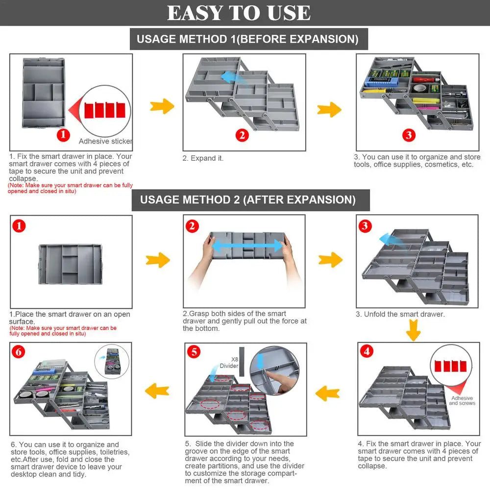 2/3 Tier Adjustable Drawer Organizer Box Trays Make Up Cosmetics Sundries Divider Holder Kitchen Bathroom Closet Jewellery Box
