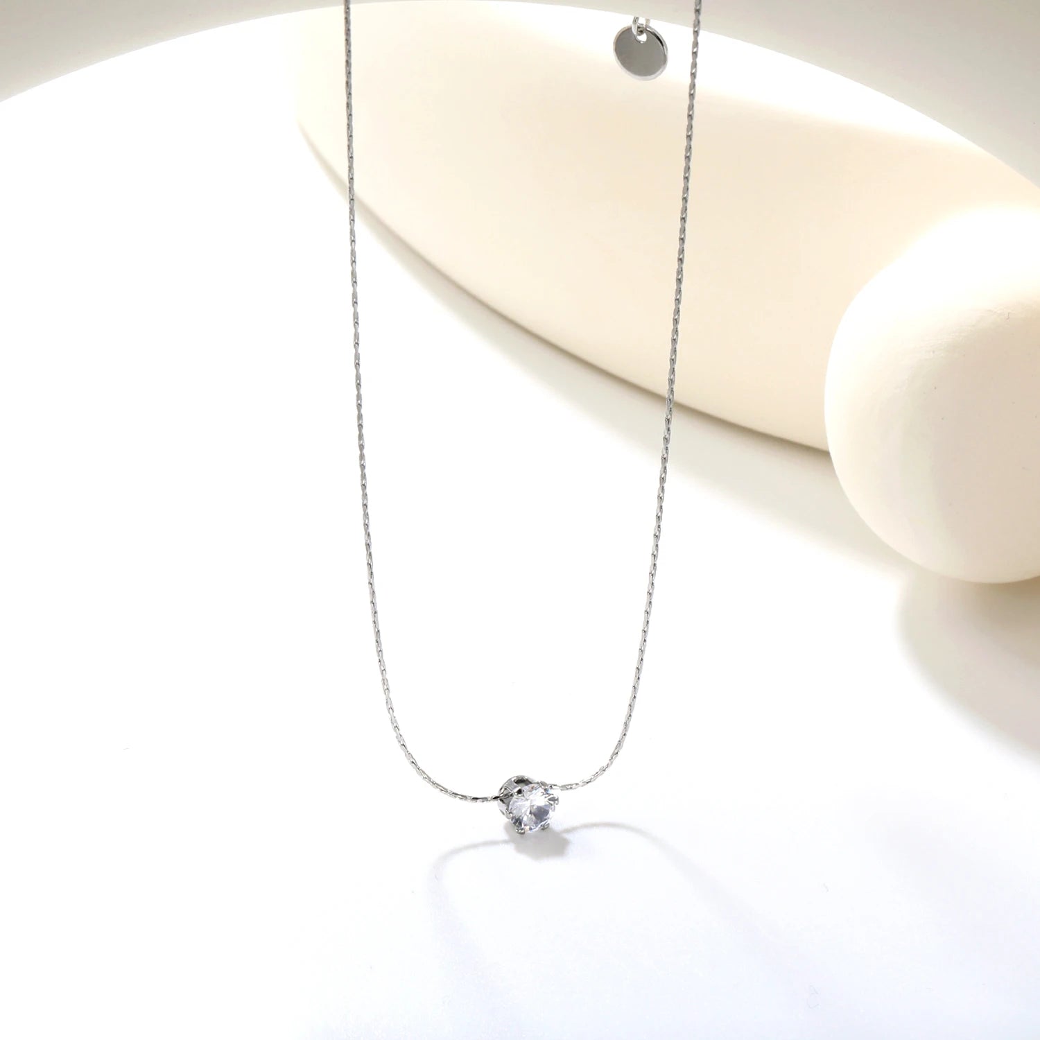 LUXUSTEEL Colorful Water Droplet Women Pendant Necklace Stainless Steel Round Cubic Zirconia Female Chain Necklace Jewelry Gift